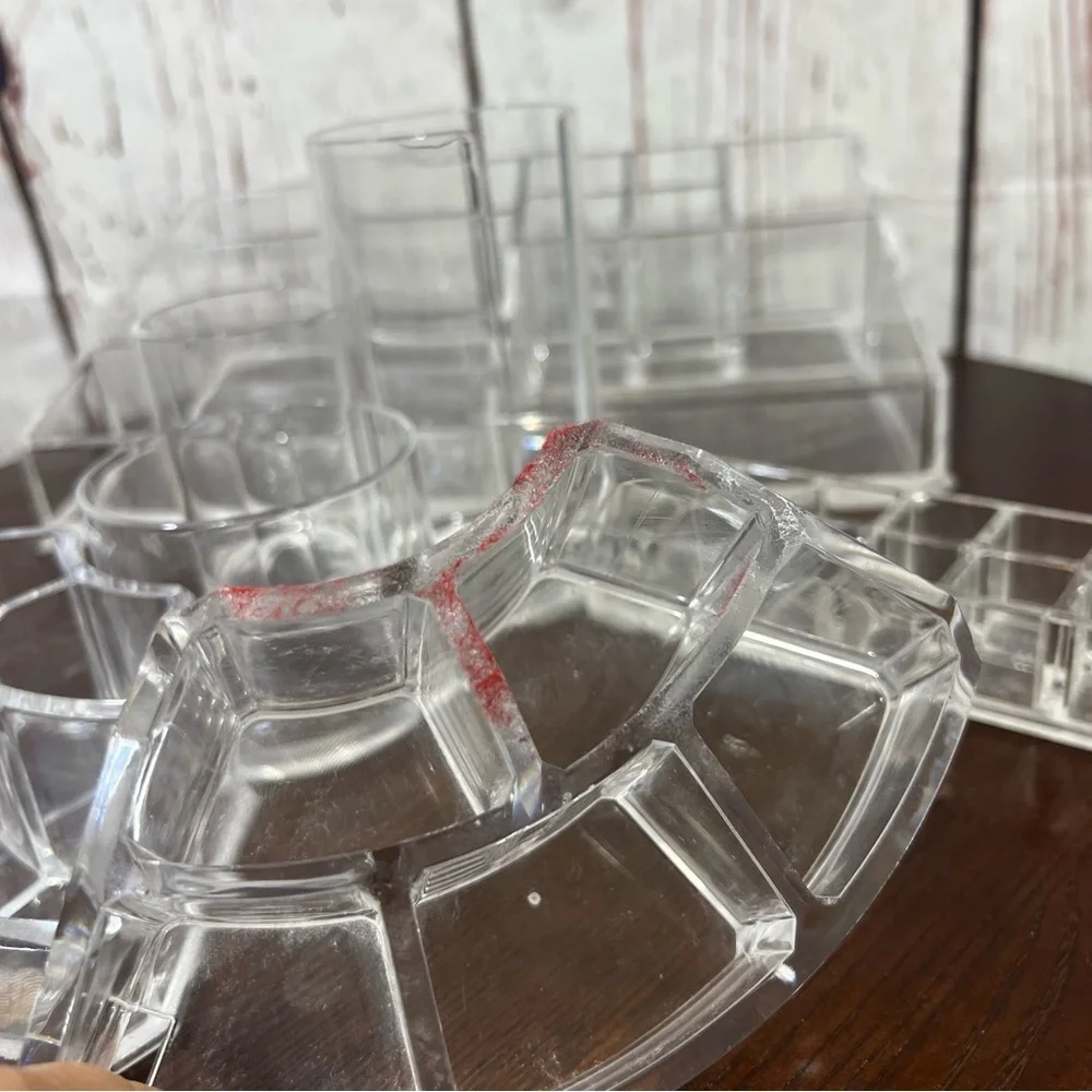 Clear Thick Acrylic Makeup Organizer lot of 5 - Multi-Compartment
